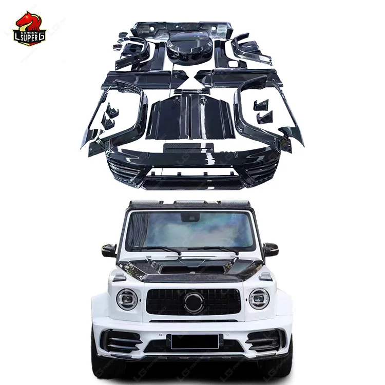 MSY Style Body Kit Upgrade to for Mercedes Benz G-Class W464 G500 G550 G63 Dry Carbon Fiber Bumpers Hood Side Skirts Grills