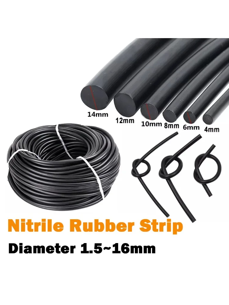 Bande de joint torique en caoutchouc Nitrile massif noir, joint Anti-huile, diamètre 1.5 à 16mm