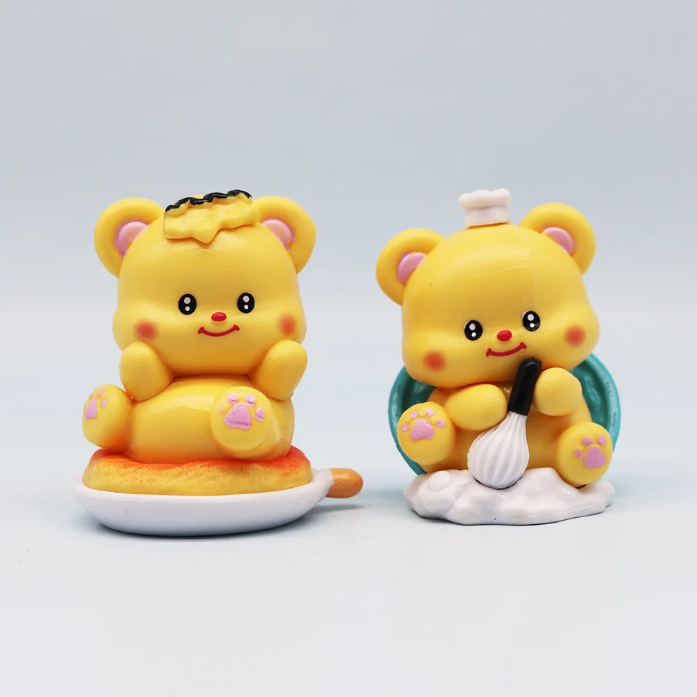 6pcs/set Cute Butter Bears Toy Cartoon Action Figures Anime Peripheral Doll Surprise Present GK Model Kid Birthday Gift