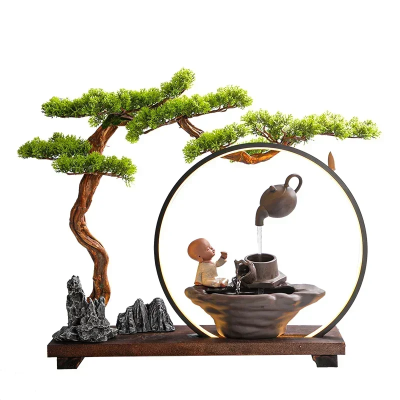 Simulation welcome pine hanging pot water device ornament fountain rockery desktop lucky home living room opening gift