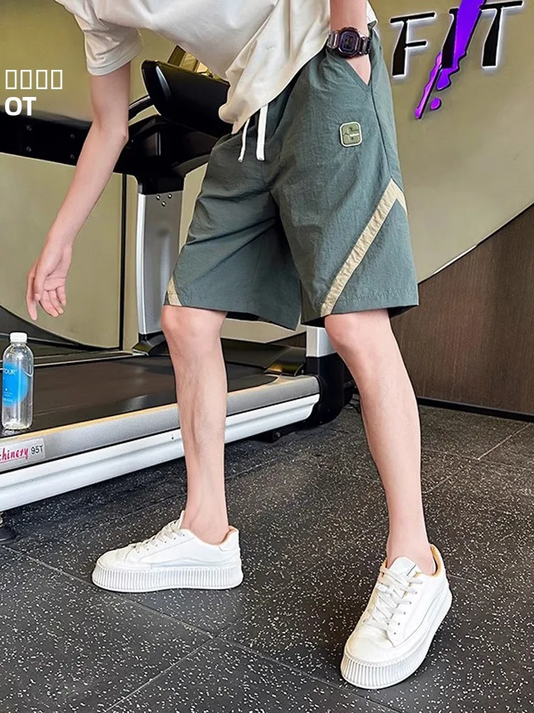 

Qui Dry Thin Men's Summer Loose Straight Leg Workwear orts Casual Elastic Waist Mid-Calf Length Breathable Comfortable ...