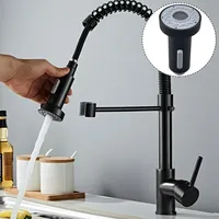 Rozin Matte Black Kitchen Faucet Deck Mounted Mixer Tap Degree Rotation Stream Sprayer Nozzle Kitchen Sinksc Hot Cold Tap