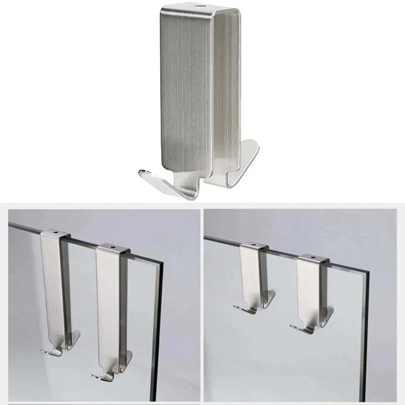 Double-Hook Hook Stainless Steel Wall Hooks Hook Bathroom Shower Door Towel Hook 4Pcs