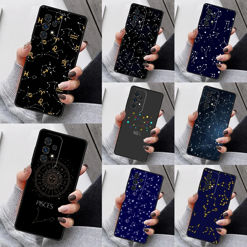 Zodiac Signs constellations Phone Case For Samsung Galaxy S23 S21 S20 FE S24 S22 Ultra Note20 S10 S9 S8 Plus A40 A52 A12 A13 A53