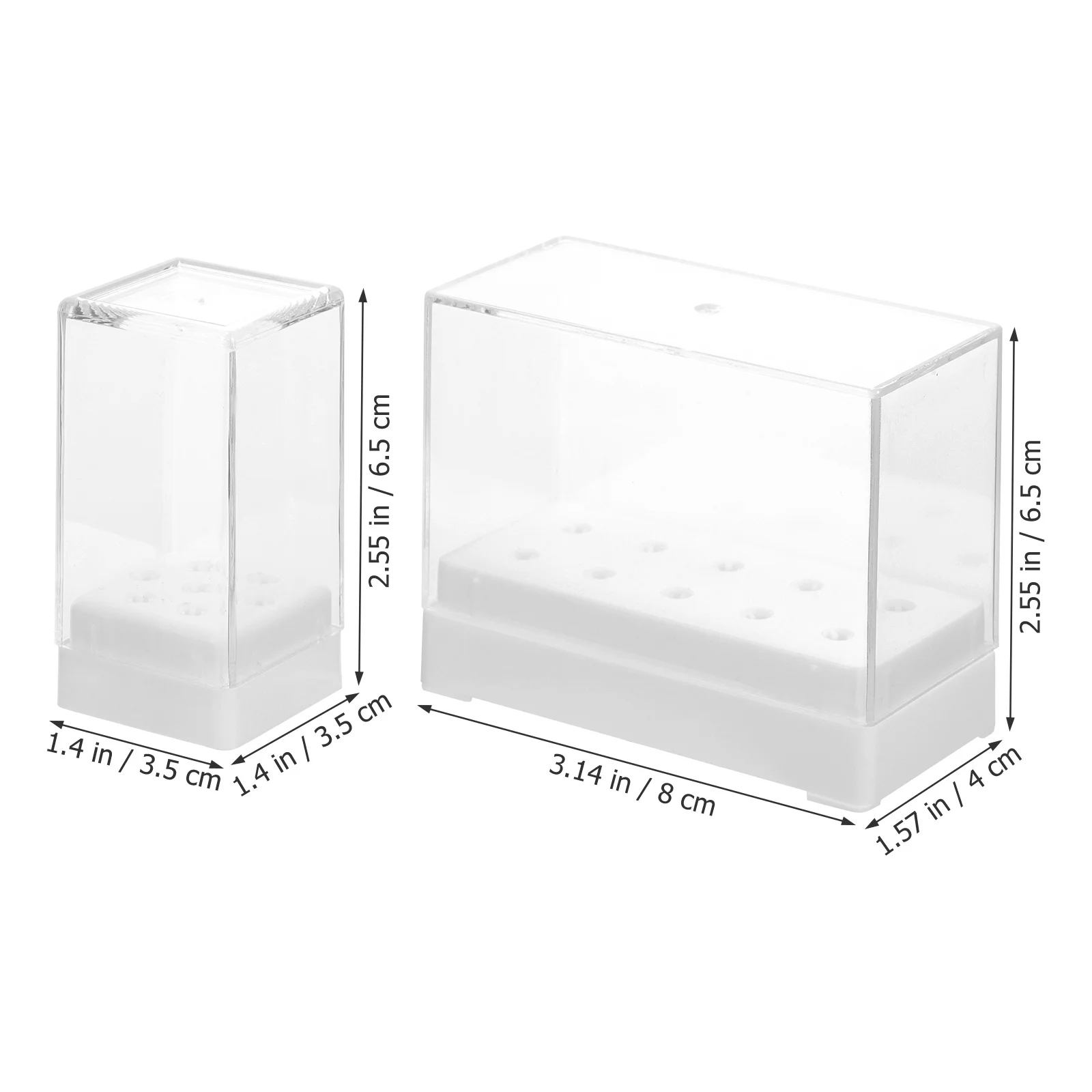 

2 pcs Nail Drill Bit Storage Box 7-Holes Plastic Organizer For Manicure Tools Dust-Proof Nail Bit Holder Multi-Hole Drill Bits