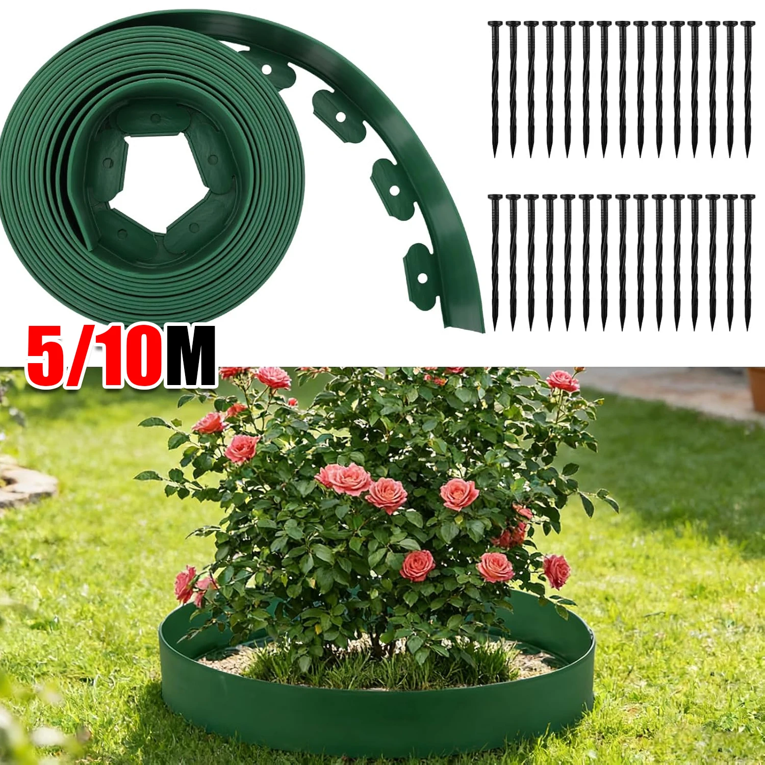 5/10M Plastic Landscape Edging Lawn Border Kit Flexible Roll for Garden Flower Beds Yard Pathway Edging
