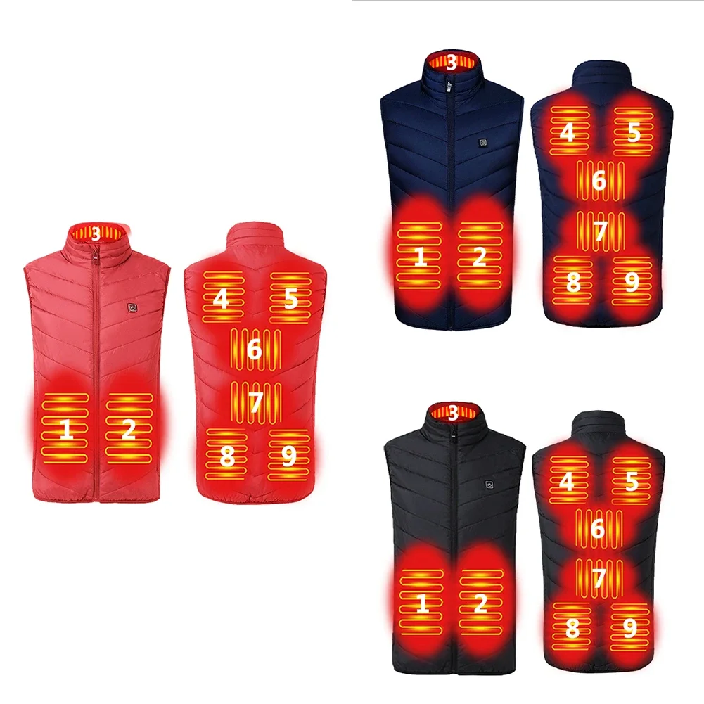 

9 Areas Electric Heating Vest Usb Heated Jacket Vest Men Women Bodywarmer Winter Keep Warm Sleeveless