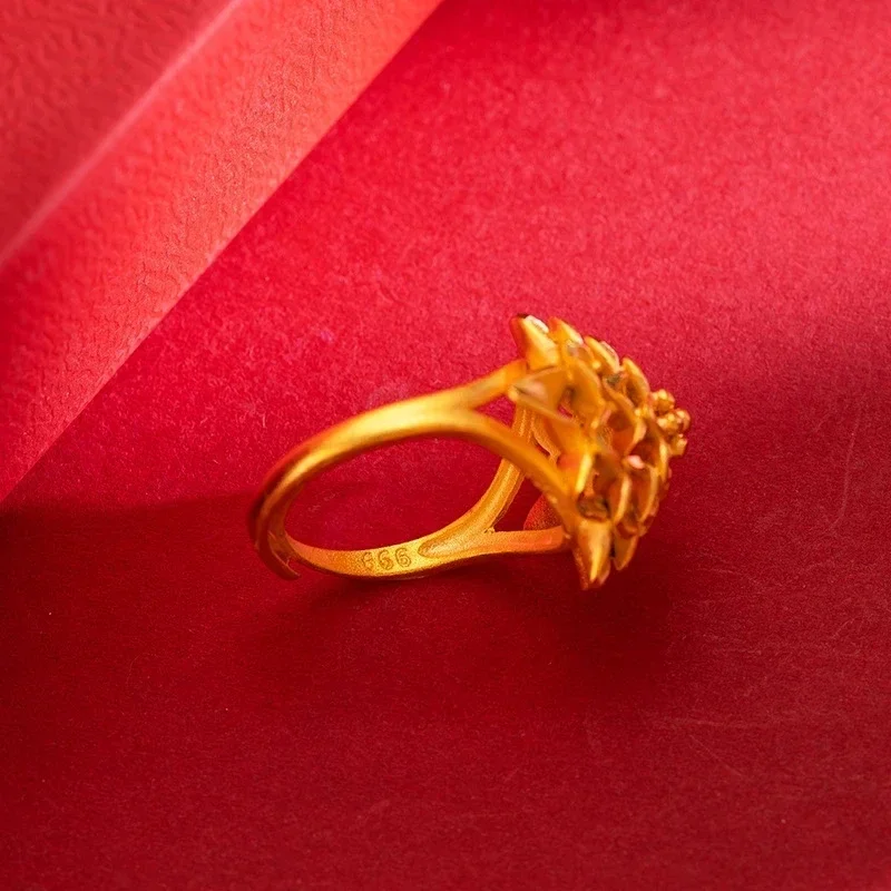 Cincin warna emas 24 K asli 100% murni dapat disesuaikan cincin Phoenix dan naga untuk wanita pria hadiah perhiasan bagus Oro 24 K hadiah cincin lebih baik