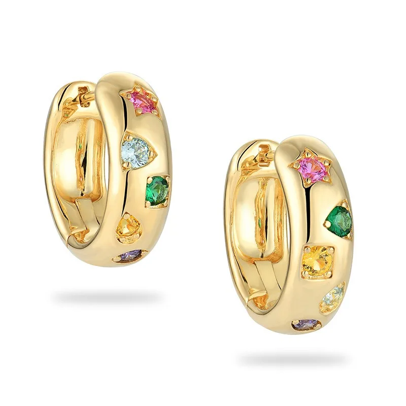 Elegante bunte Zirkon-Creolen, Piercing, Damen-Zubehör, 2025, exquisite runde Edelstahl-Ohrringe, Party-Schmuck, Geschenk – Detail 7