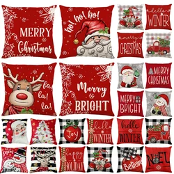Christmas Snowman Santa Claus Pillowcase Navidad Natal Noel Elk Cushion Cover Merry Christmas Decor For Home 2024 New Year 2025