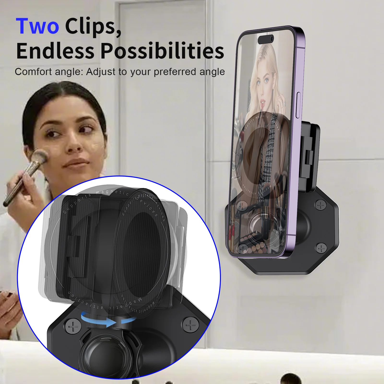 Xnyocn Magnetic Wall Mount Tablet Phone Holder Clip Stand for IPad Smartphone Kitchen Bathroom Bedroom Reading Support Brackets