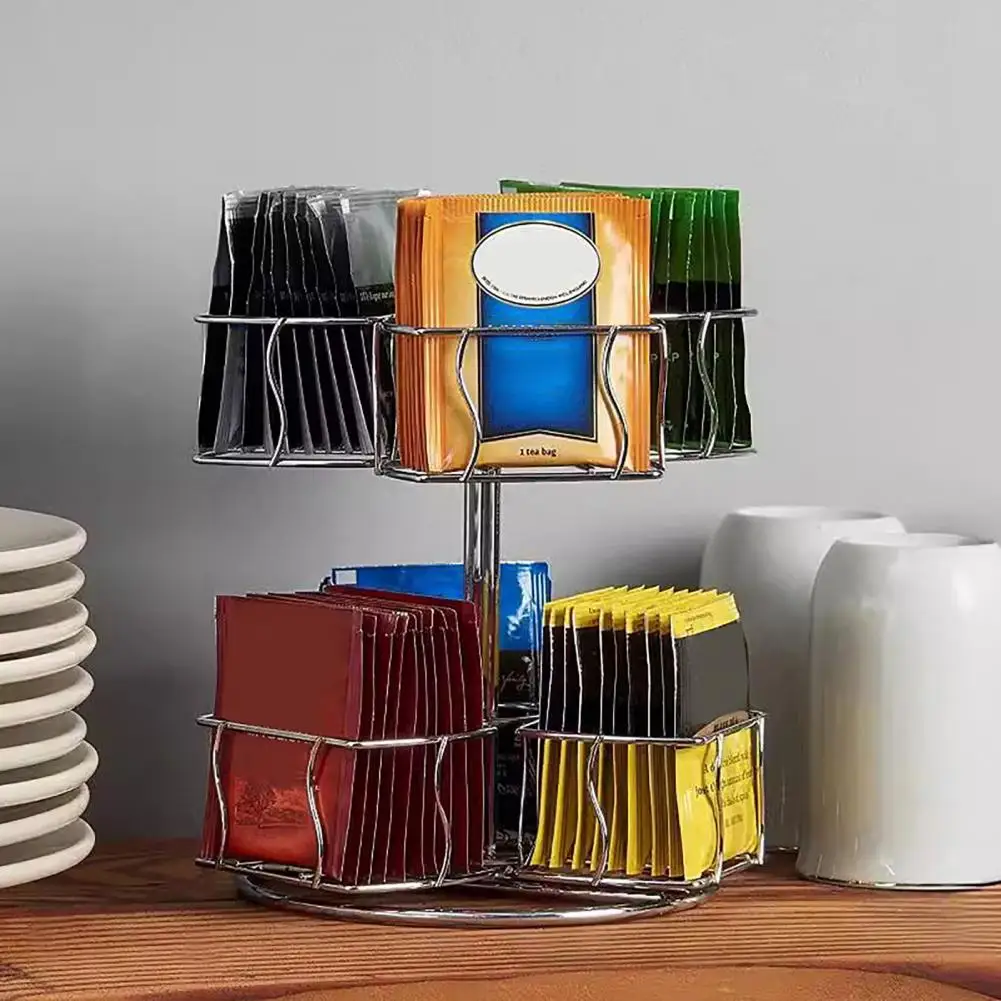 Teebeutel Lager regal Kaffee beutel Organizer Rotary Teebeutel Lager regal mit 2 Ebenen 6 Fächer für Home Office für die Küche