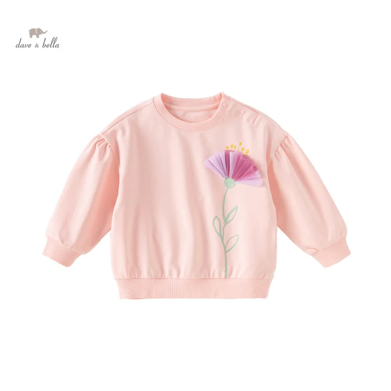 Dave Bella 2024 atasan anak-anak bayi perempuan musim semi baru Sweatshirt atasan busana kasual cantik lembut pesta luar ruangan manis DB1240040