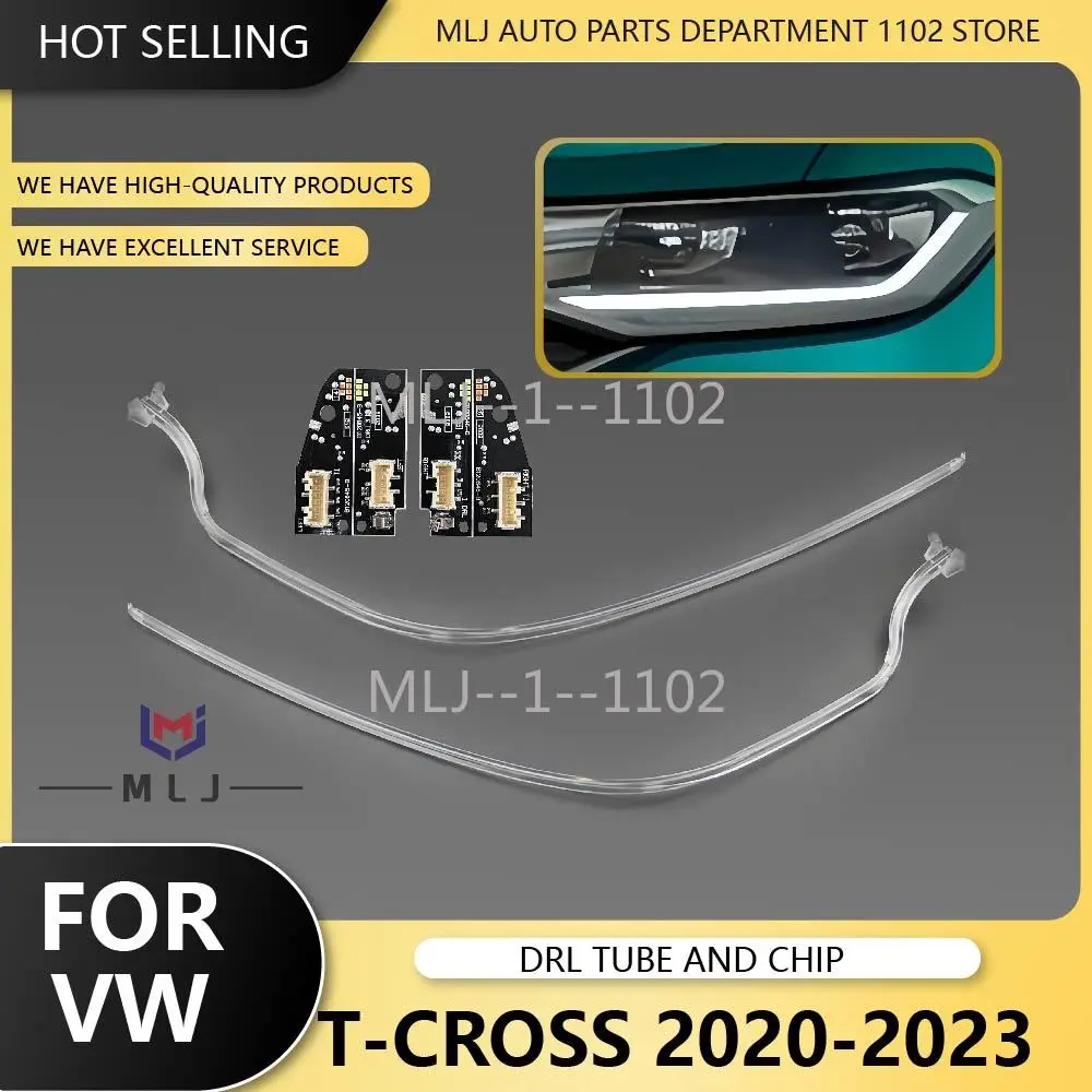 MLJ FOR VW T-cross 2020-2023 DRL Tube Chip Car Accessories LED Board Headlight Tube DRL Daytime Running Lights Guide Plate White