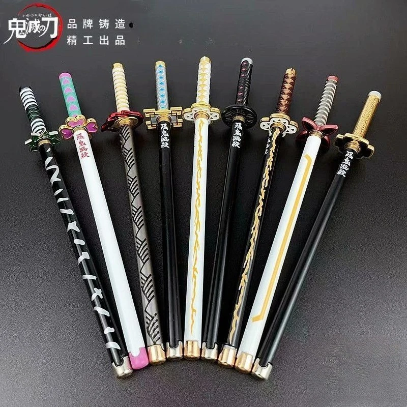 Demon Slayer Nichirin Blade Gel Pen Set with Pen Stand Anime Sword Design Pens for School Office Stationery Exquisite gift