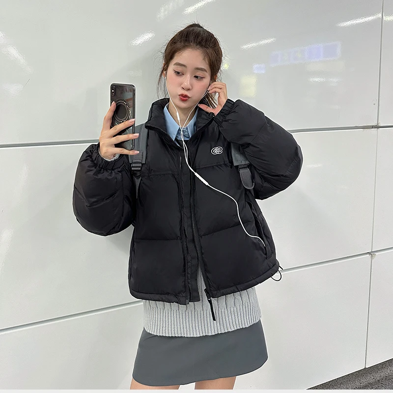 

Зимняя модная короткая стеганая куртка, женское хлопковое пальто с воротником-стойкой, классические однотонные парки, повседневные милые универсальные пальто