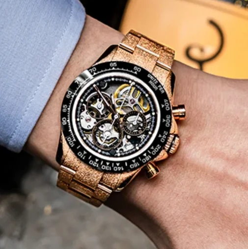 

CRONUSART Men Chronograph Watch Luxury 40mm Automatic Mechanical Wristwatch Luminous Sapphire Mirror Ceramic Bezel Skeleton Dial