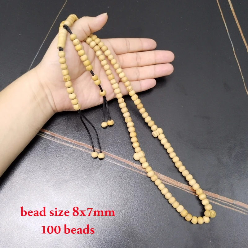 Natural Indian sandalwood tasbih 100beads Strong smell sandalwood Man\'s gift Misbaha Muslim prayer beads Islam Rosary