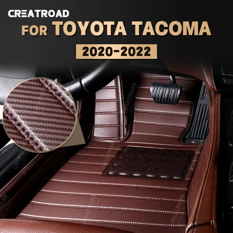 

Custom Carbon Fibre style Floor Mats For Toyota Tacoma 2020 2021 2022 Foot Carpet Cover Automobile Interior Accessories