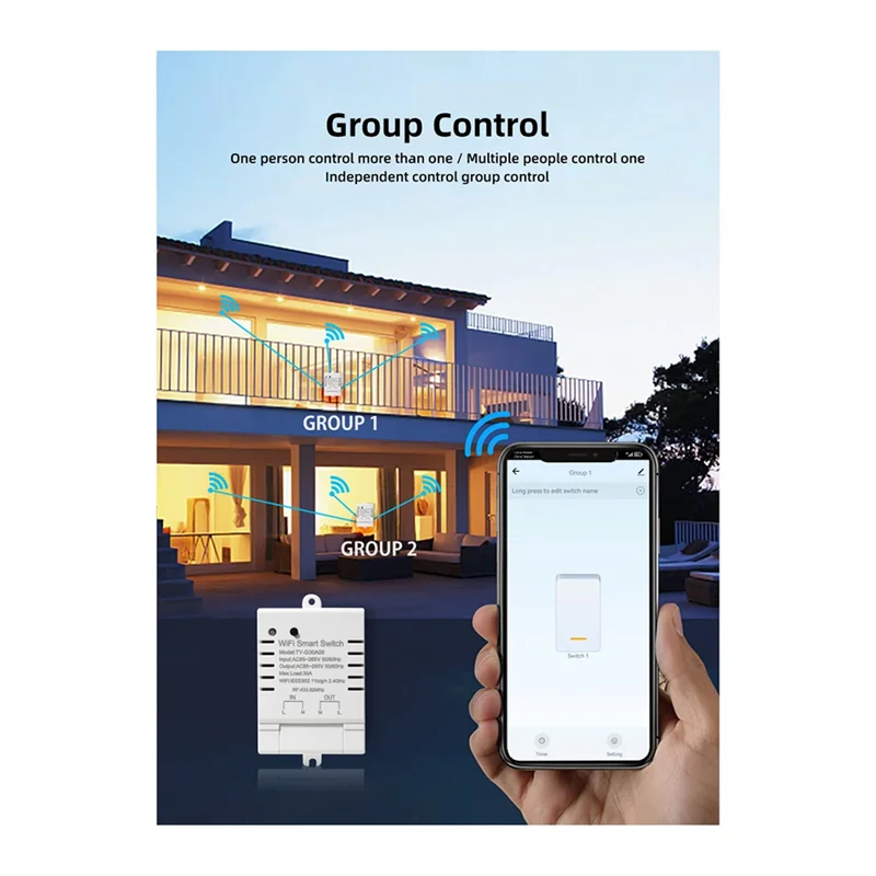

-A12R Tuya Smart Wifi Switch DIY Timer AC 85-265V Switch 30A Power Monitor Kwh For Alexa Google Home