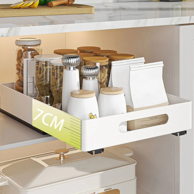 Cabinet Rack Extendable Pull Out Drawer Space Saving Condiments Storage Solution Convenient Organization Tool