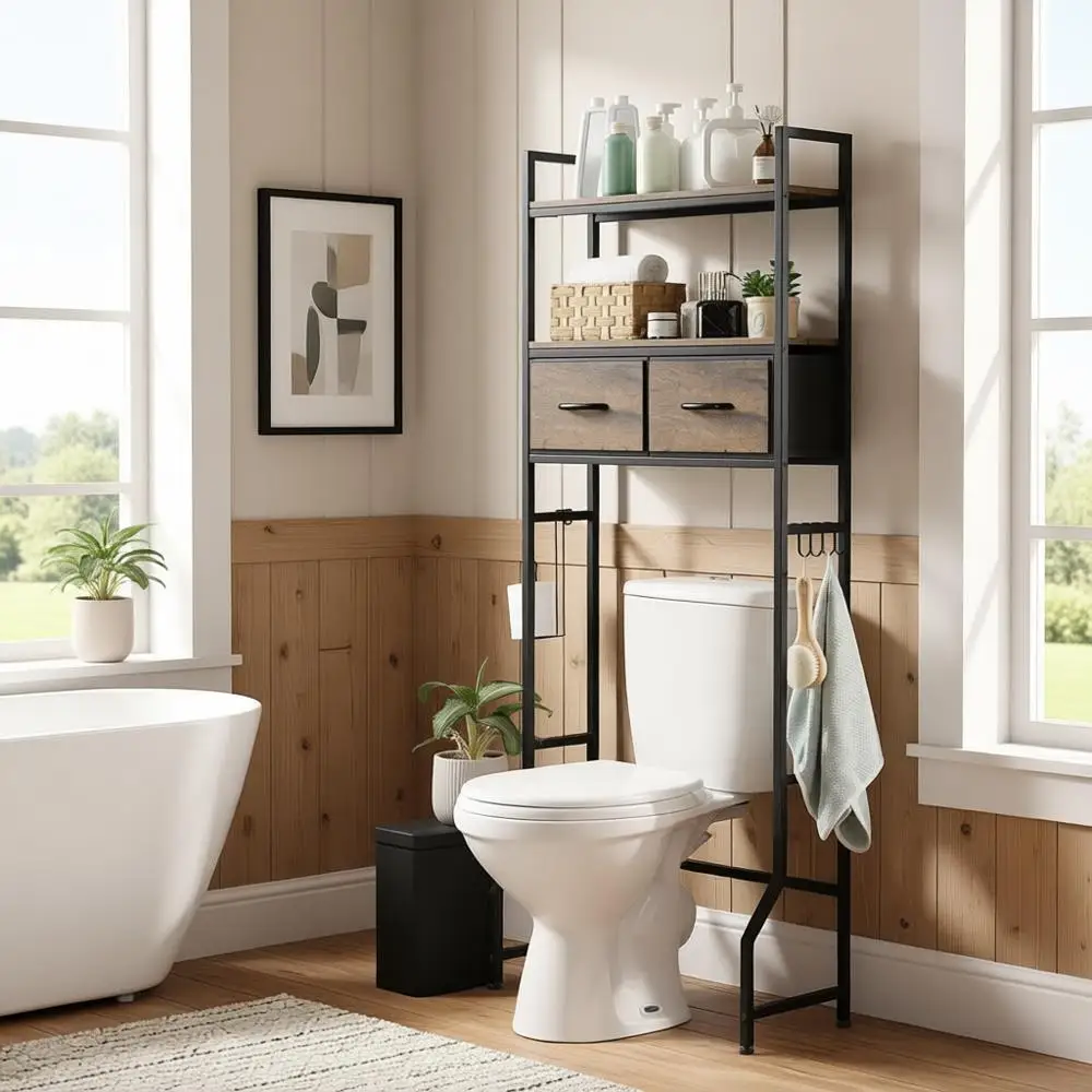 

Space-Saving Over Toilet Storage Cabinet, Rustic Brown
