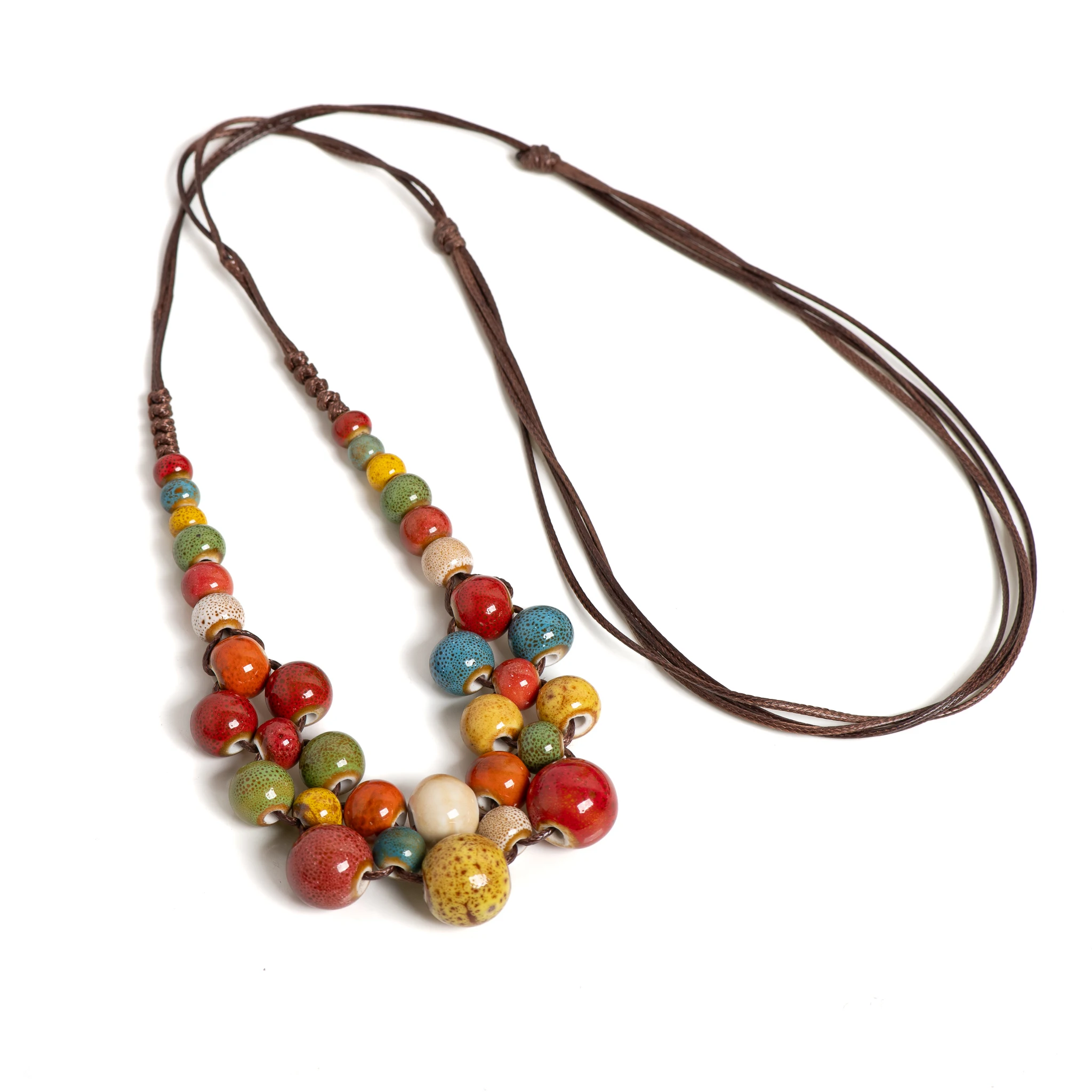 Colorful Handmade Ceramic Necklace Multilayer Adjustable Boho Vintage Jewelry Unique Statement Accessory for Women 198 image 3