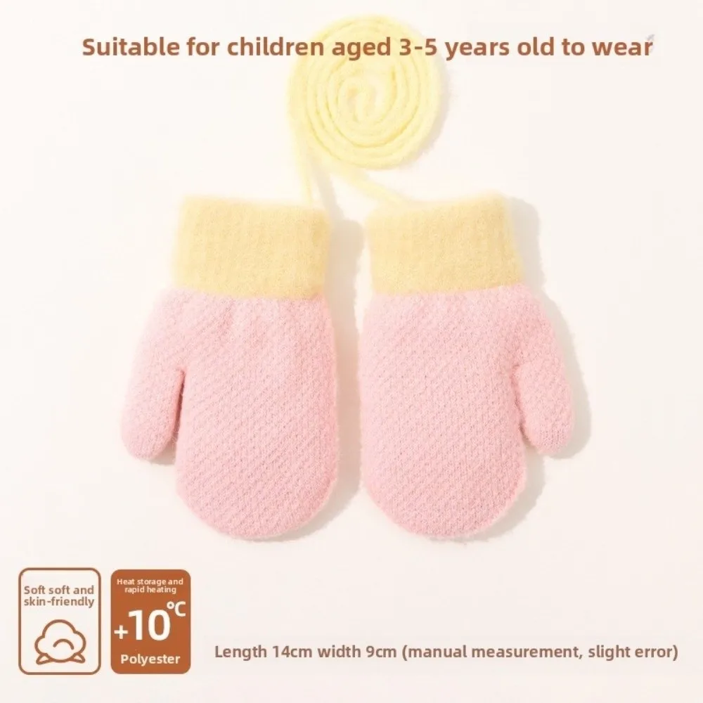 

New Warm Gloves Full Finger Hanging Neck Skiing Gloves Thick Knitted Windproof Cold Proof Gloves Outdoor Sports