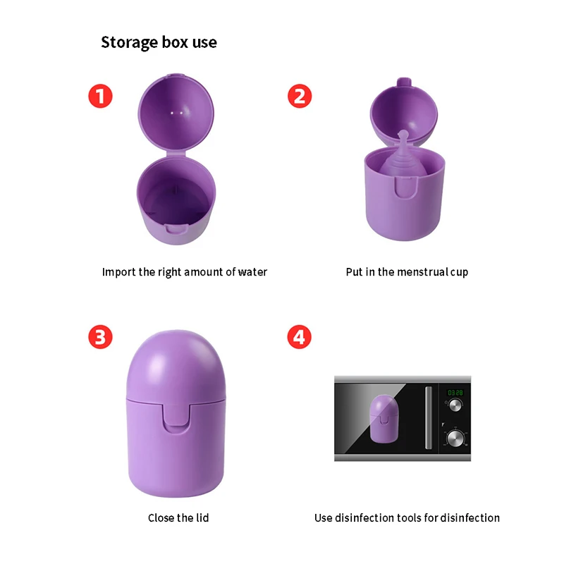 Silicone Menstrual Cup Set Portable Menstrual Cup Sterelizer Disinfection Box Foldable Anti Leakage