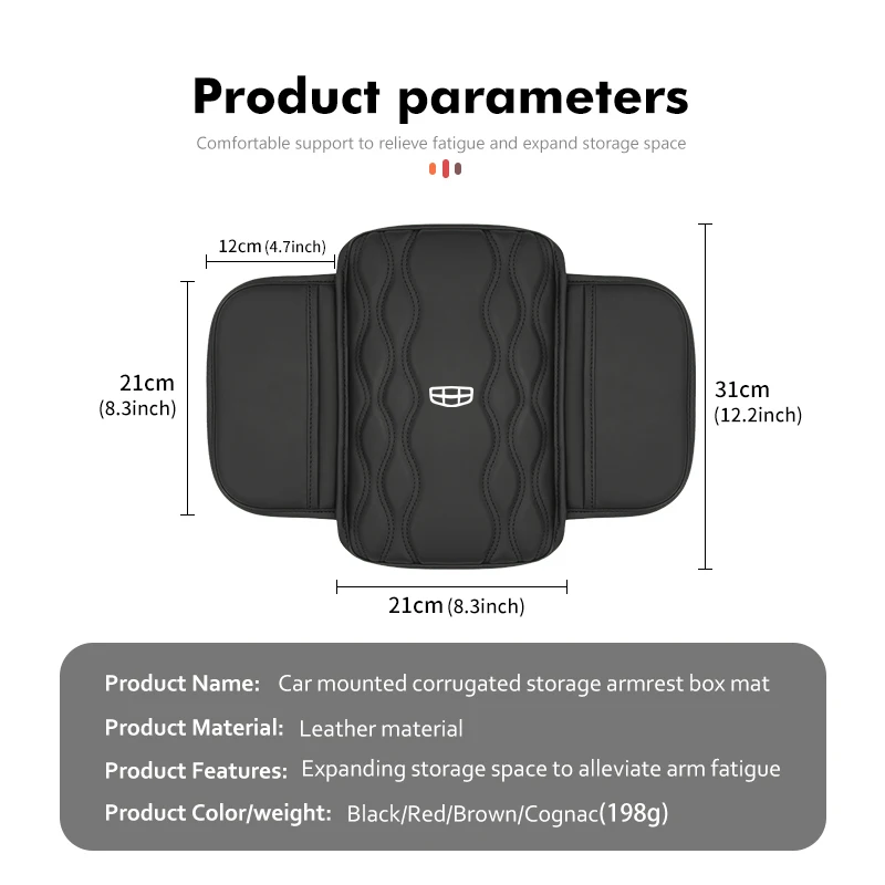 Car Center Armrest Box Pad Storage Pocket Armrest Case Cushion For Geely Monjaro Atlas Tugella Geometry C Coolray Emgrand ec