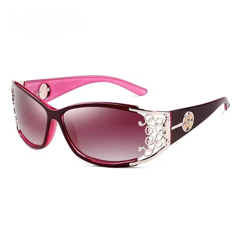 Nuevas gafas de sol huecas rectangulares envolventes de moda gafas de sol polarizadas de alta calidad para mujer protección UV.