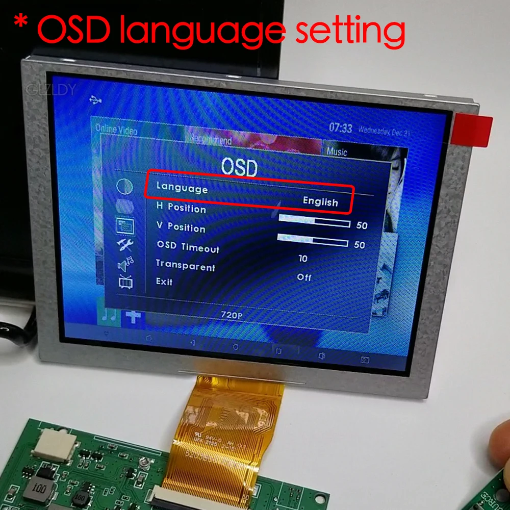 5 Inch ZJ050NA-08C 640*480 TFT LCD Screen Display Monitor Navigator HDMI+VGA+2AV Control Driver Board Kit Replacement AT050TN22