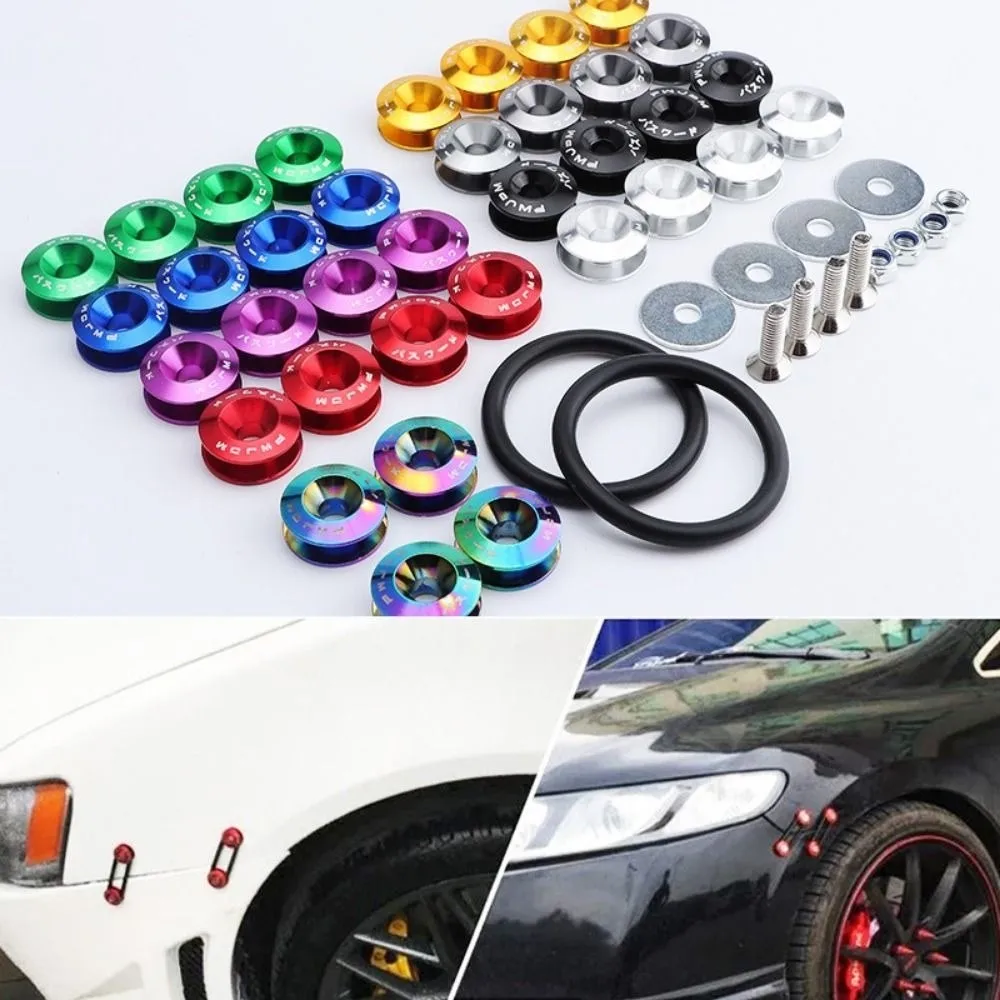 1set Aluminum JDM Quick Release Fasteners Universal Double-layer Gasket Bumper Washers Detachable Screws Modification