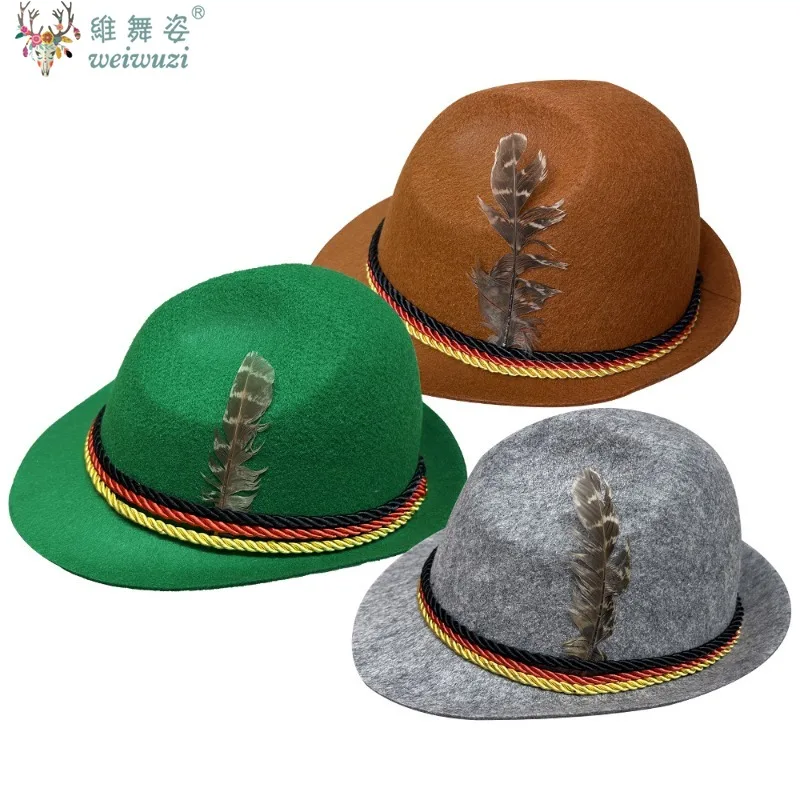 Alemanha Festival Da Cerveja De Munique Lã Baviera Moda Penas Decoração Chapéu Fedora Chapéu Roleplay Roupas Homens E Mulheres Festa Carnaval Fotografia Props Fresco Clássico Retro Atmosfera Estilo étnico Decoração Com