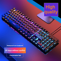 Gamer Keyboard And Mouse Combo Set GX30 RGB LED 104-Key Wired Waterproof Gaming Keyboard Mouse Notebook Laptop Desktop PC Tablet