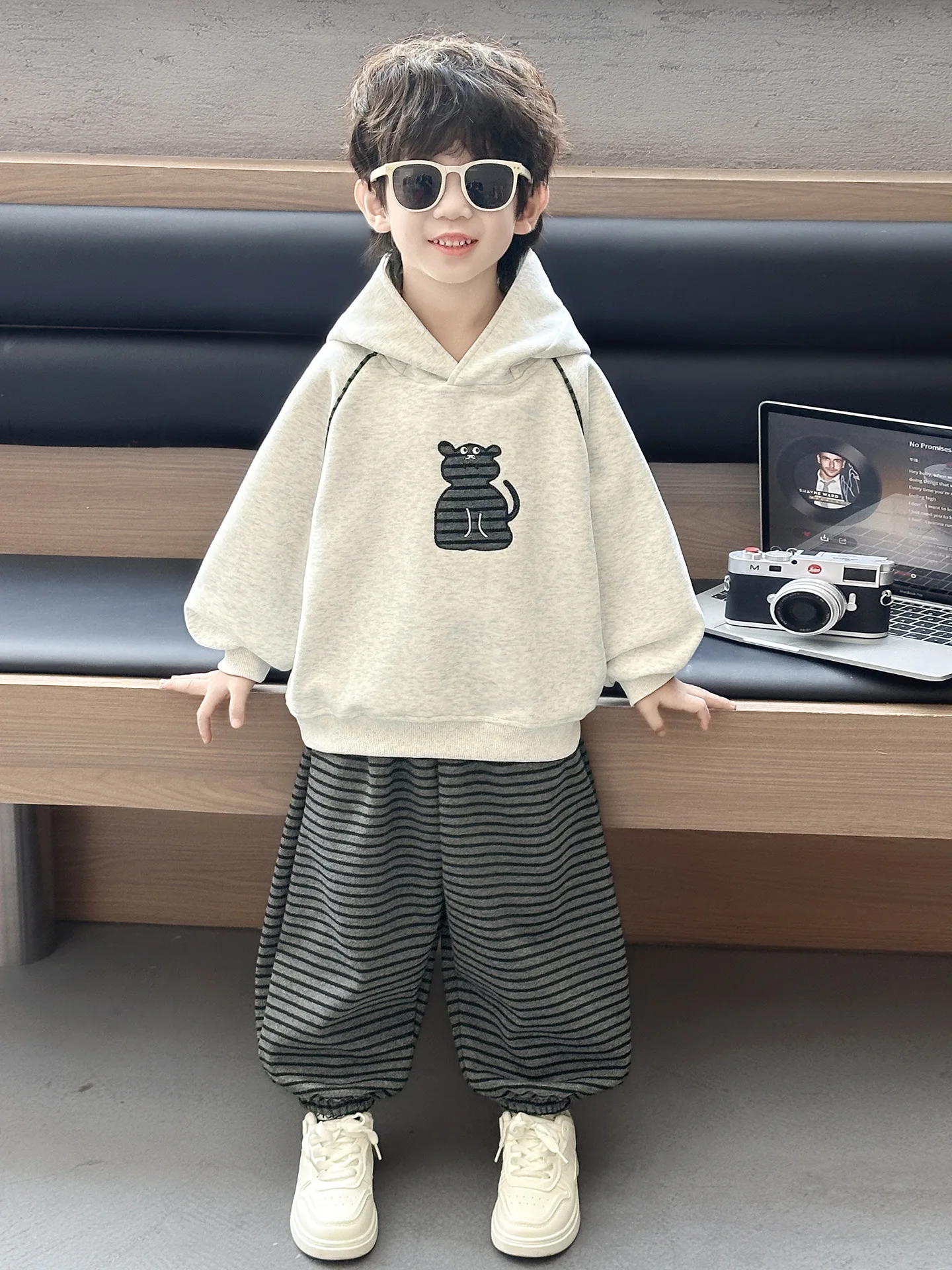 High Quality Children's Cotton Sports Set 2026 Spring Autumn Outfit Girl Boys Cartoon Hooded Sweatshirt+Pants 2pcs Suit 2-10Yrs