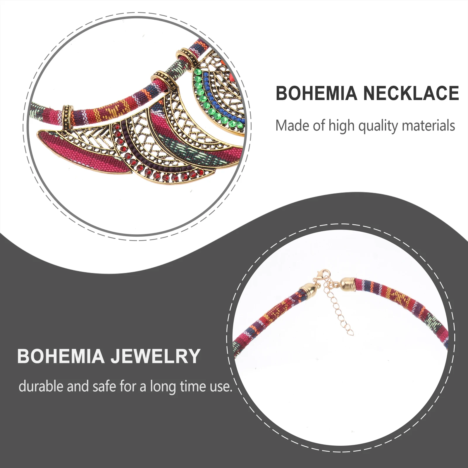 

Bohemia Necklace Handcrafted Multicolor Bead Bib Choker Ethnic Statement Jewelry for Women Red Casual to Formal Outfit Accessory