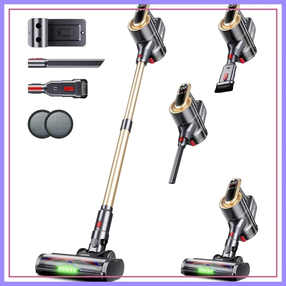 

Cordless Vacuum Cleaner 550W 45KPa 65Min Self-Standing Stick Vacuum with LED Display Anti-Tangle for Pet Hair Carpet Hard Floor