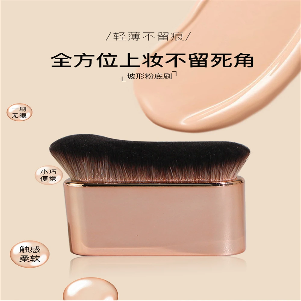 High elastic fiber refined electroplated-handle fits skin wave Multi-functional foundation cosmetic brush with Lady makeup