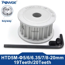 POWGE 19 20 teeth HTD 5M Timing Pulley AF Bore 5/6/6.35/7/8/10/12/12.7/14/15/16/17/18 for HTD5M belt width 10/15/20/25mm 19T 20T