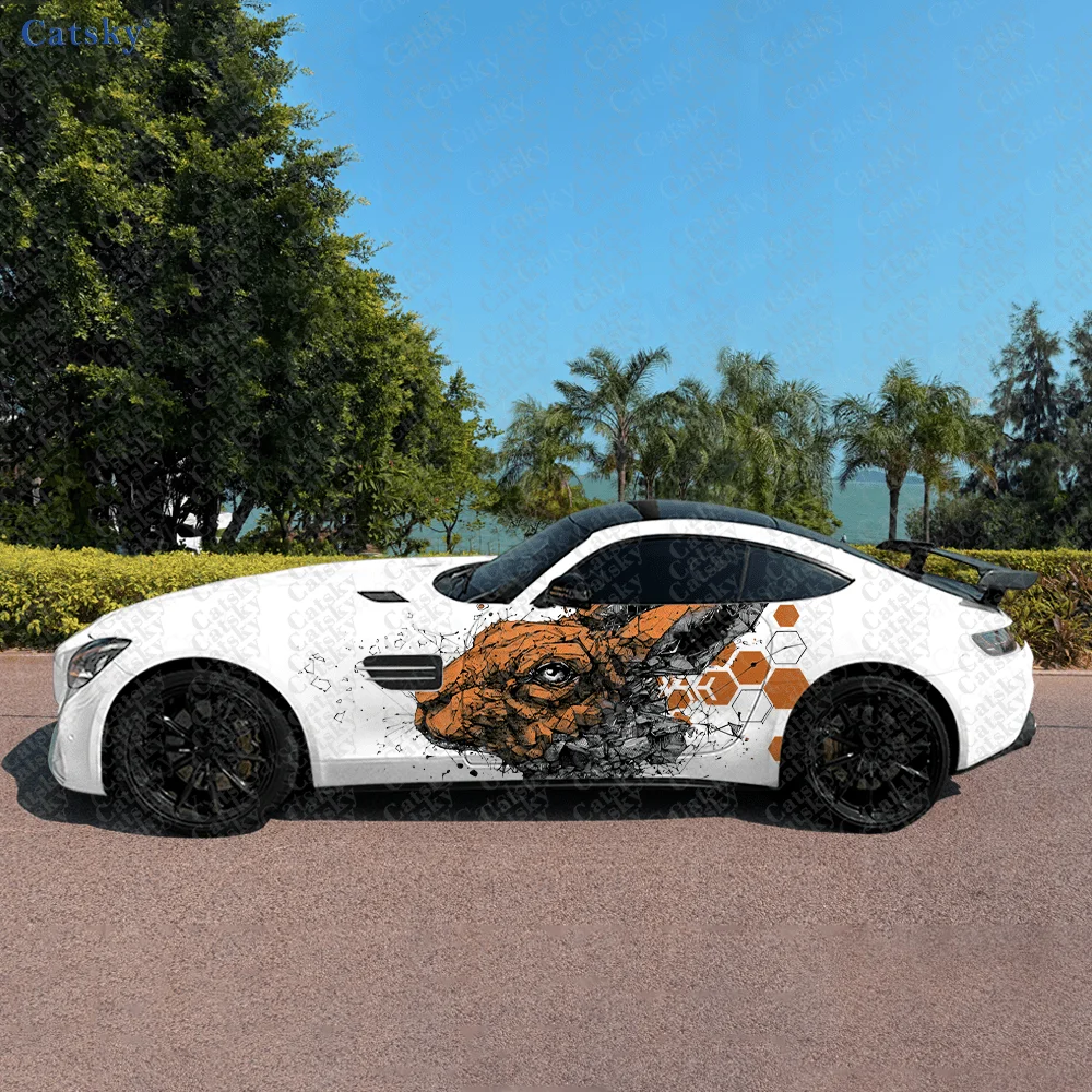 

2 шт., виниловая пленка для автомобиля с головой кролика, водонепроницаемая боковая наклейка из ПВХ, самоклеящиеся устойчивые к царапинам наклейки