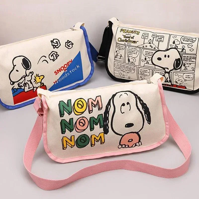 

Snoopy Japanese Cartoon Canvas storage Bag women Large Capacity Shoulder Phone Bag girl fashion Messenger Bag 20x34x12cm