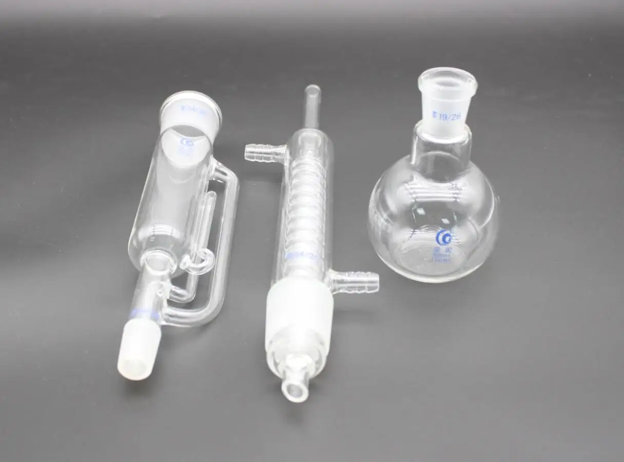 

High-quality 150ml/250ml/500ml Lab Glass Soxhlet Extractor condenser and extractor body with coiled/bulbed,Lab Glassware Kit
