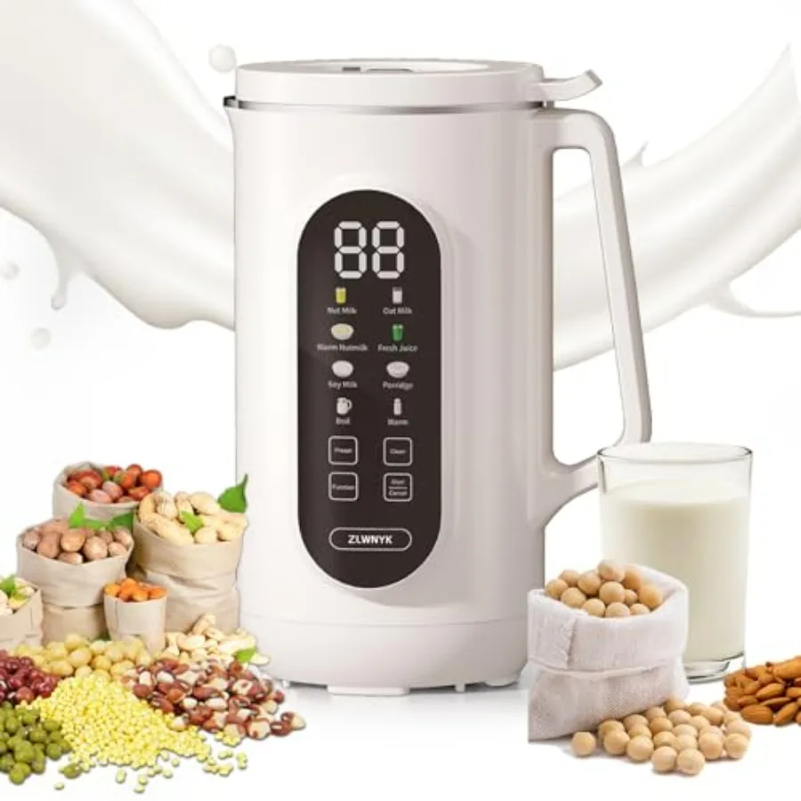 

8 in 1 Nut Milk Blender 34 oz for Homemade Almond Oat Soy Coconut Plant-Based Milk and Non-Dairy Beverages with 12 Hour Timer S