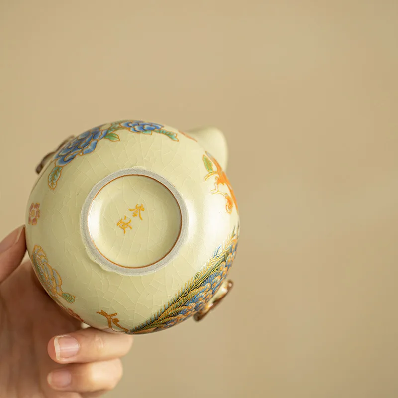 Ru Kiln Crackle Teapot Ceramic Tea Set Retro Treasure Bottle Hand Grab Pot Kungfu Tea Ware