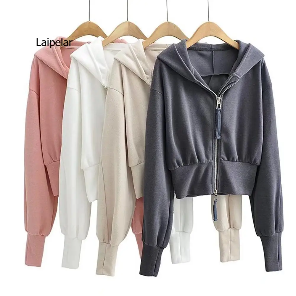 Double Zip Hoodie Slim Women Sweats Grunge Pink Sweatshirt Aesthetic Hoody Sweat College Young Girls Sweetshirts Crop Hoodie New