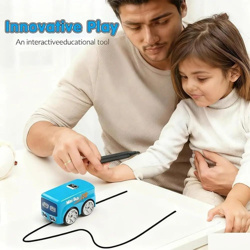 

Rc-Controlled Magic Follows Line Car with 4 Play Modes with Auto Expressions Magic Mini Bus Rechargeable