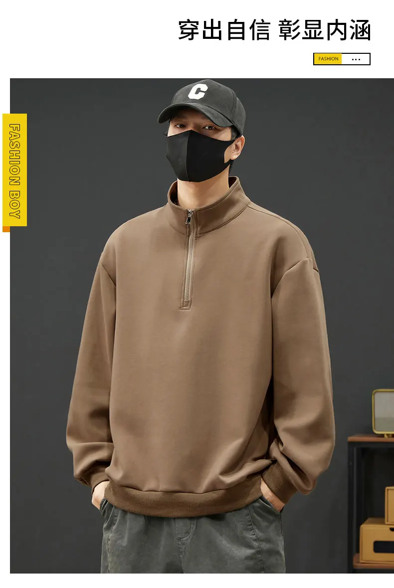 2026 Spring New Men's Large Size Sweatshirt Half Zip Designer Pullover Male Turtleneck Long Sleeve Big Plus 8XL Loose Sport Top