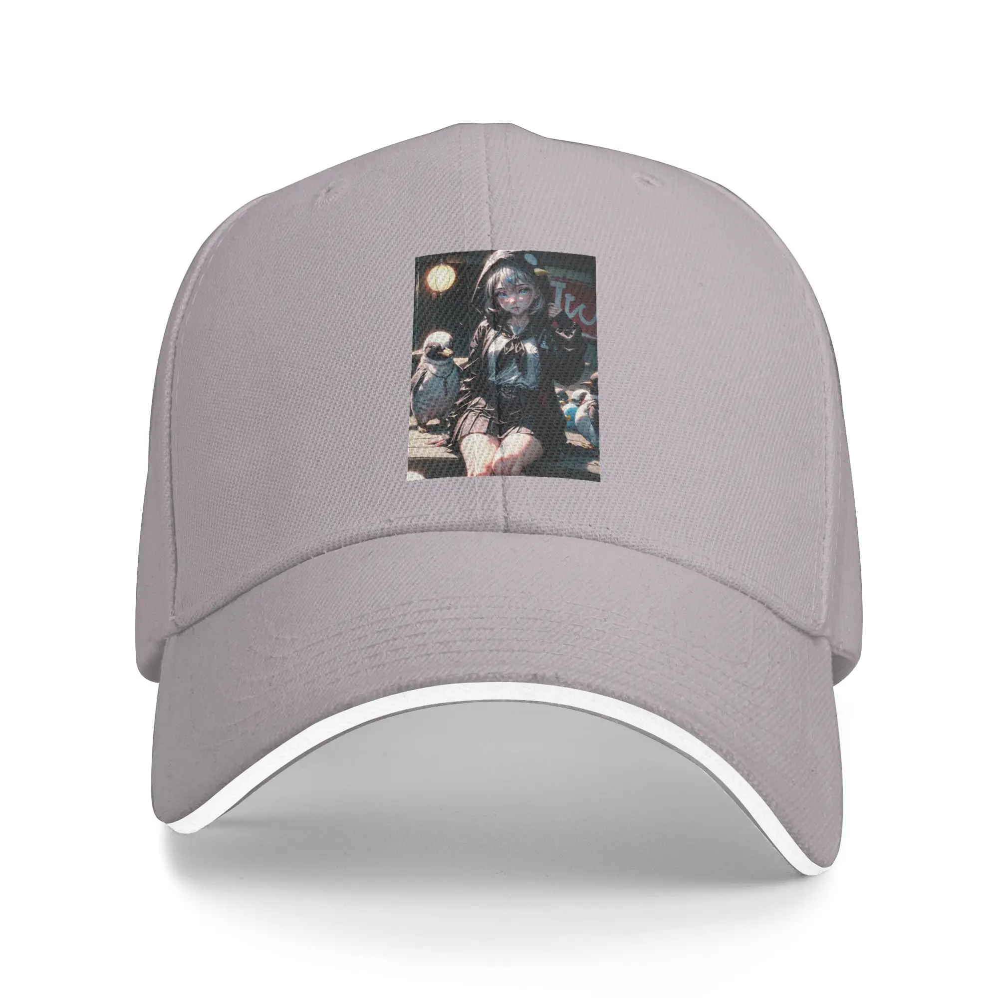 Hot Sale Gothic anime girl with penguins portrait art Baseball Cap  Outdoor Accessory Tennis Female  Holiday Trip Tennis Female