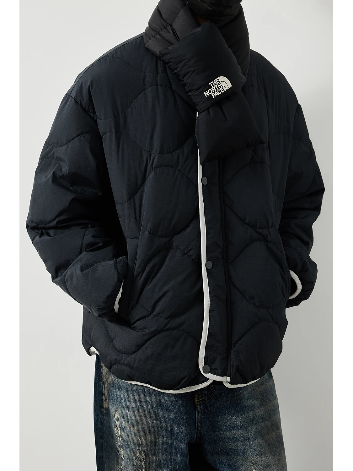 

Магазин LH: Японская свободная стеганая куртка без воротника с узором, теплая верхняя одежда из нейлона для молодежи